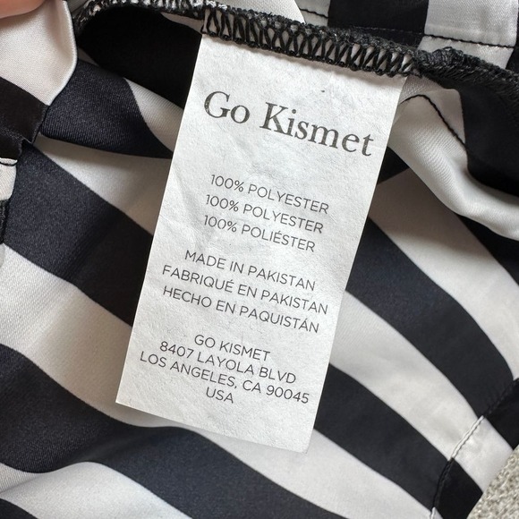 Go‎ Kismet Sz M Top Striped Tunic Top Black White Shark Bite 3/4 sleeve Artsy - Picture 4 of 14